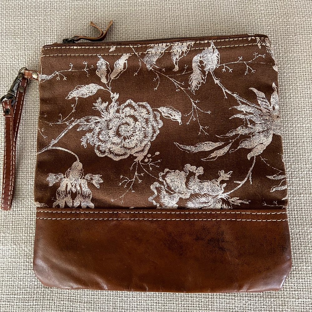 Leather and Rose Design Myra Wristlet